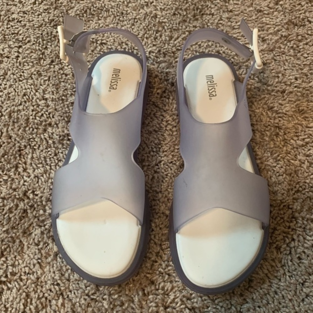 New Melissa Clear Sandals Light Purple Blue White Size 7